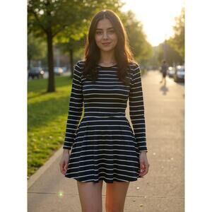 Vintage 2000 Honey Lee Metallic Stripe Mini Dress S USA Made